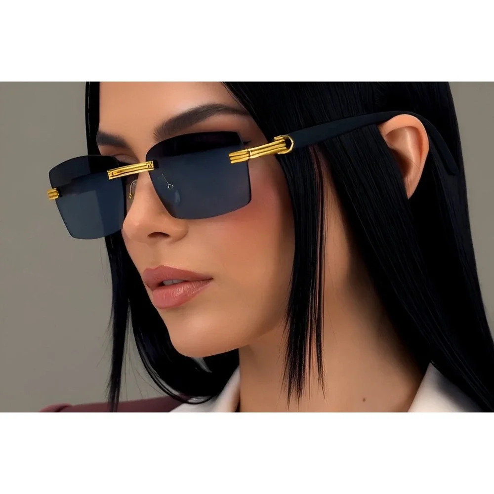 Sunglasses Sophisticated Gangster Style UV400 Women Dark Black Lens Buffs Lentes